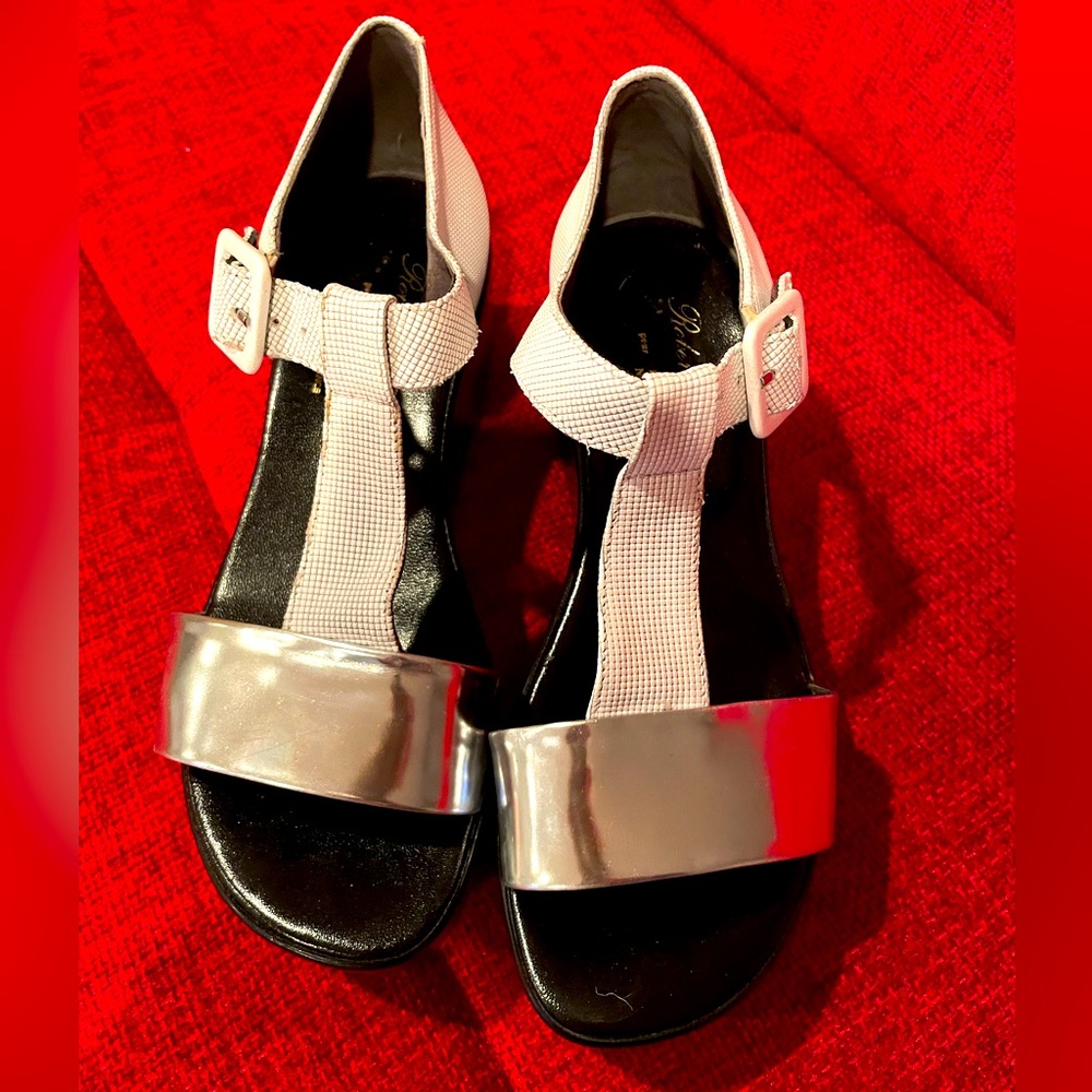 Silver, grey, black Robert Clergerie sandals  size 7.5.  Never worn, no tags